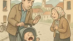 Vic: Oče z otrokom v vozičku…